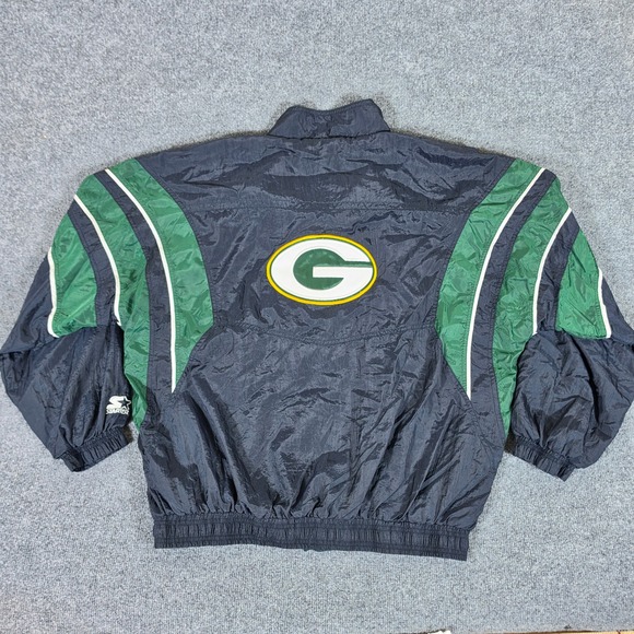 STARTER Other - Vintage Starter Green Bay Packers NFL Windbreaker Jacket Men 2XL Black Green 90s